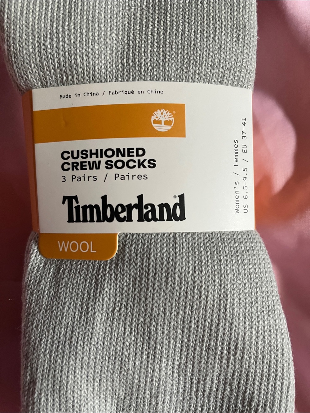 Timberland Light Gray Cushioned Crew Wool Socks - 3 Pairs